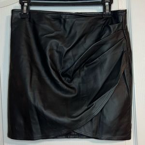 Black Faux Leather Mini Skirt size Large